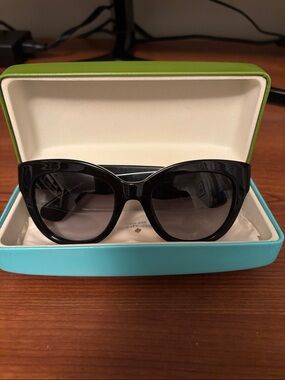 kate spade Glossy Black Cat-Eye Sunglasses with Gradient Lenses